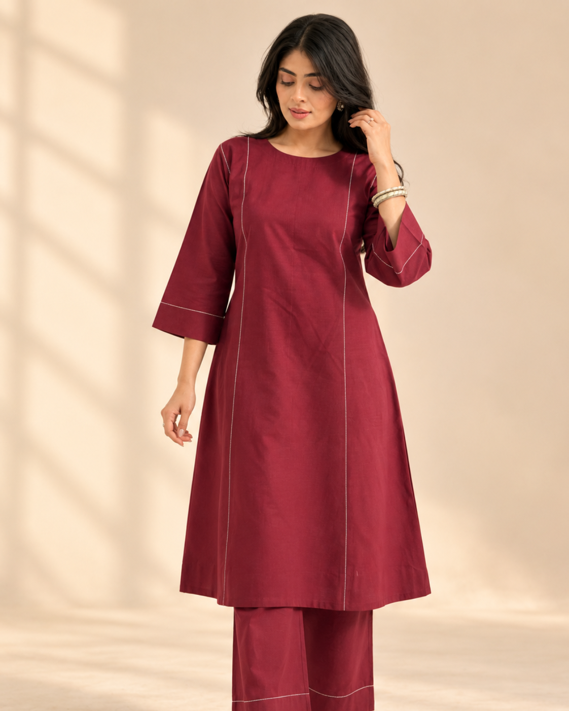 Burgundy A-line Coord Set