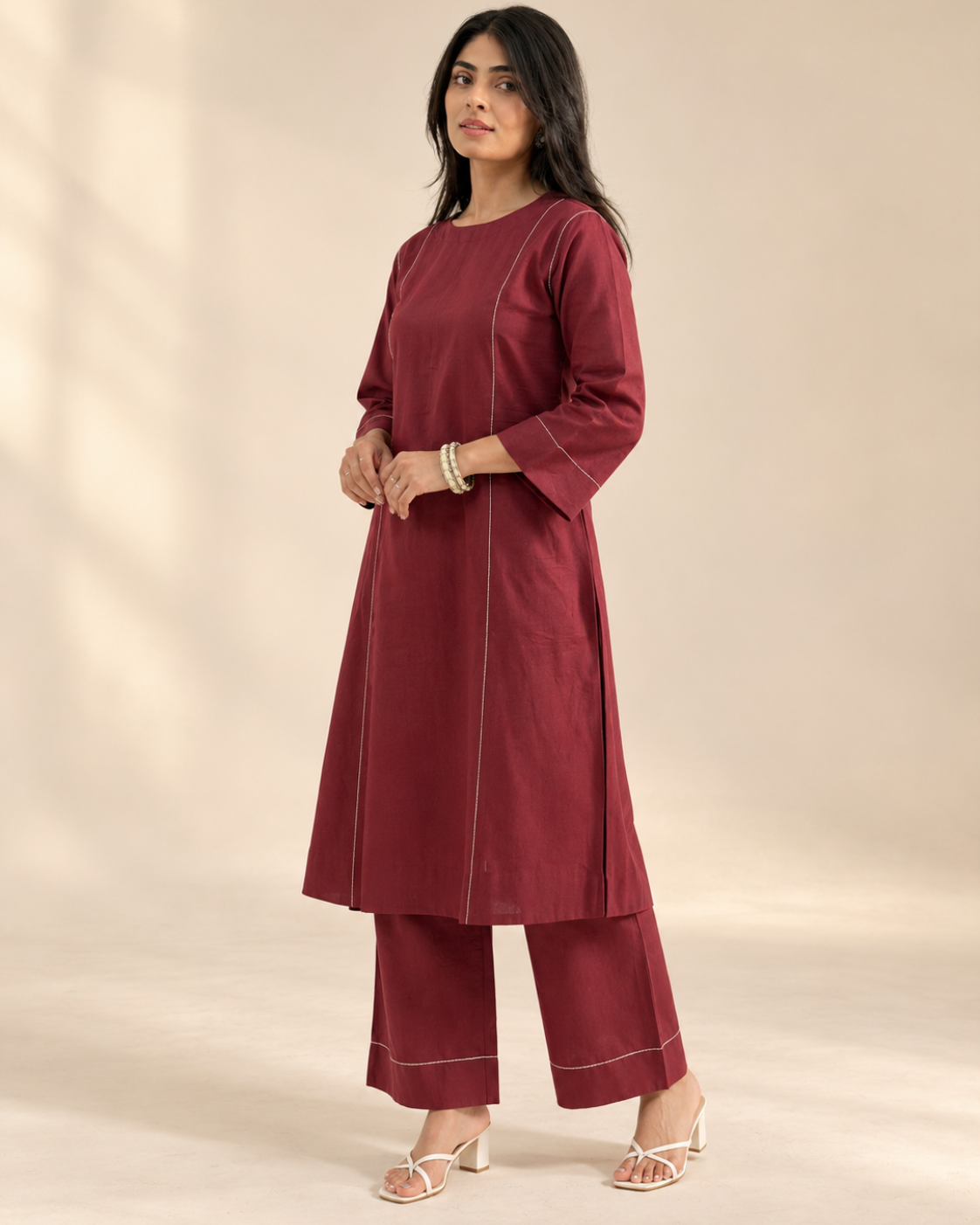 Burgundy A-line Coord Set