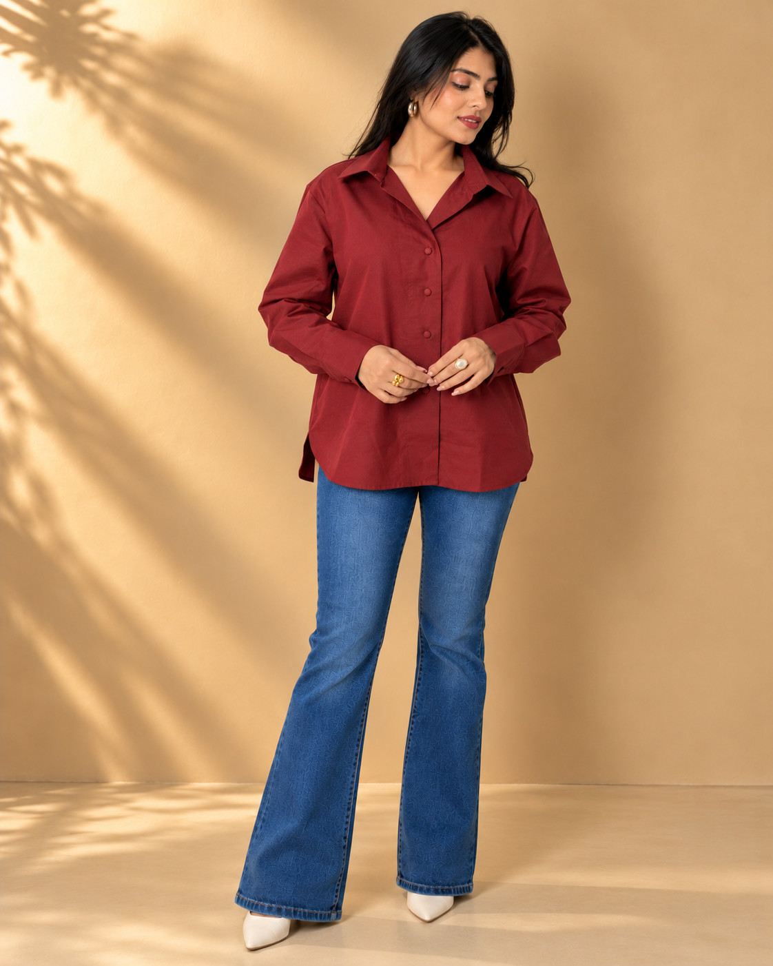Burgundy Relaxed Fit Casual Shirt