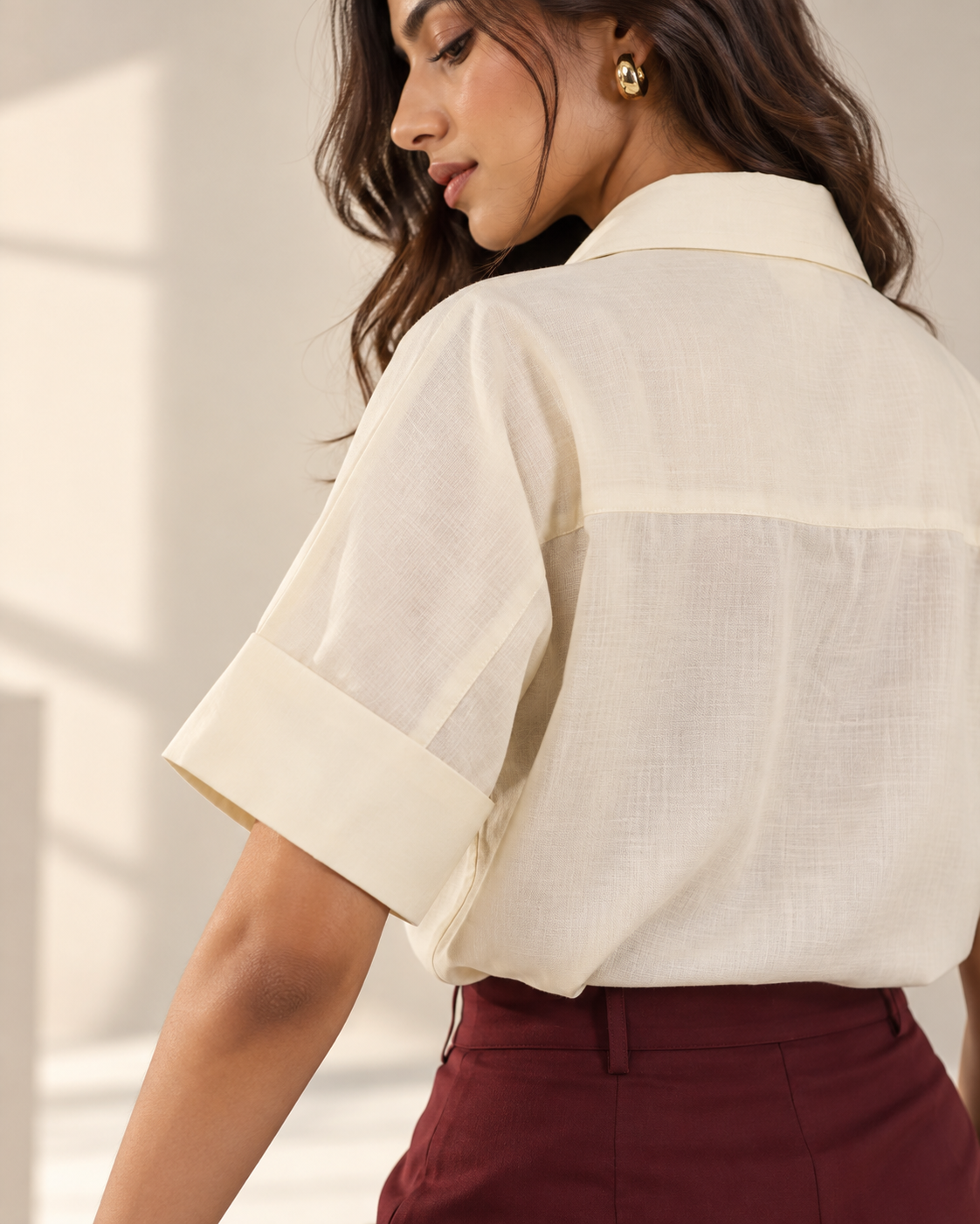 Ivory White Sahde Relaxed Fit Casual Shirt