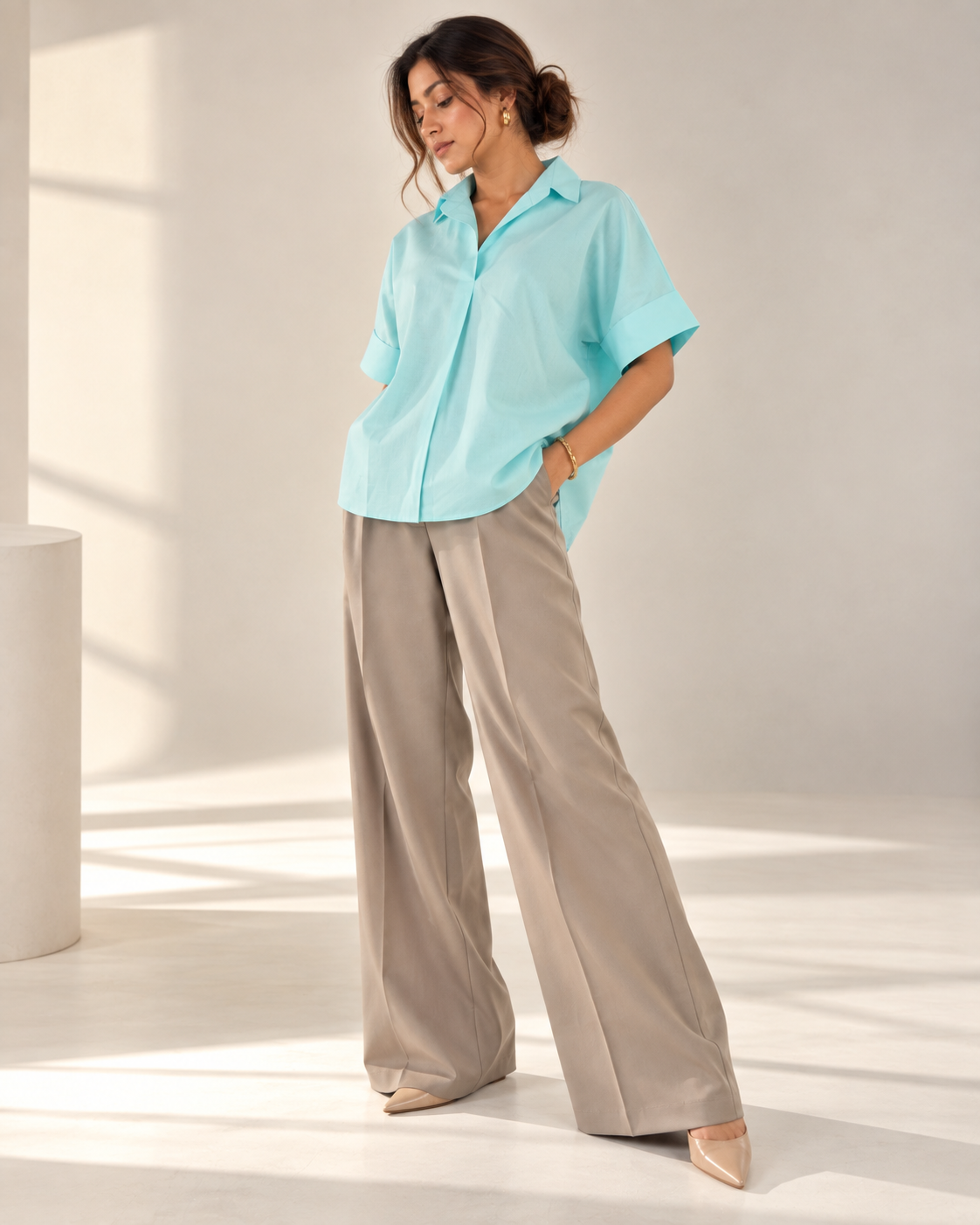 Aqua Blue Relaxed Fit Casual Shirt